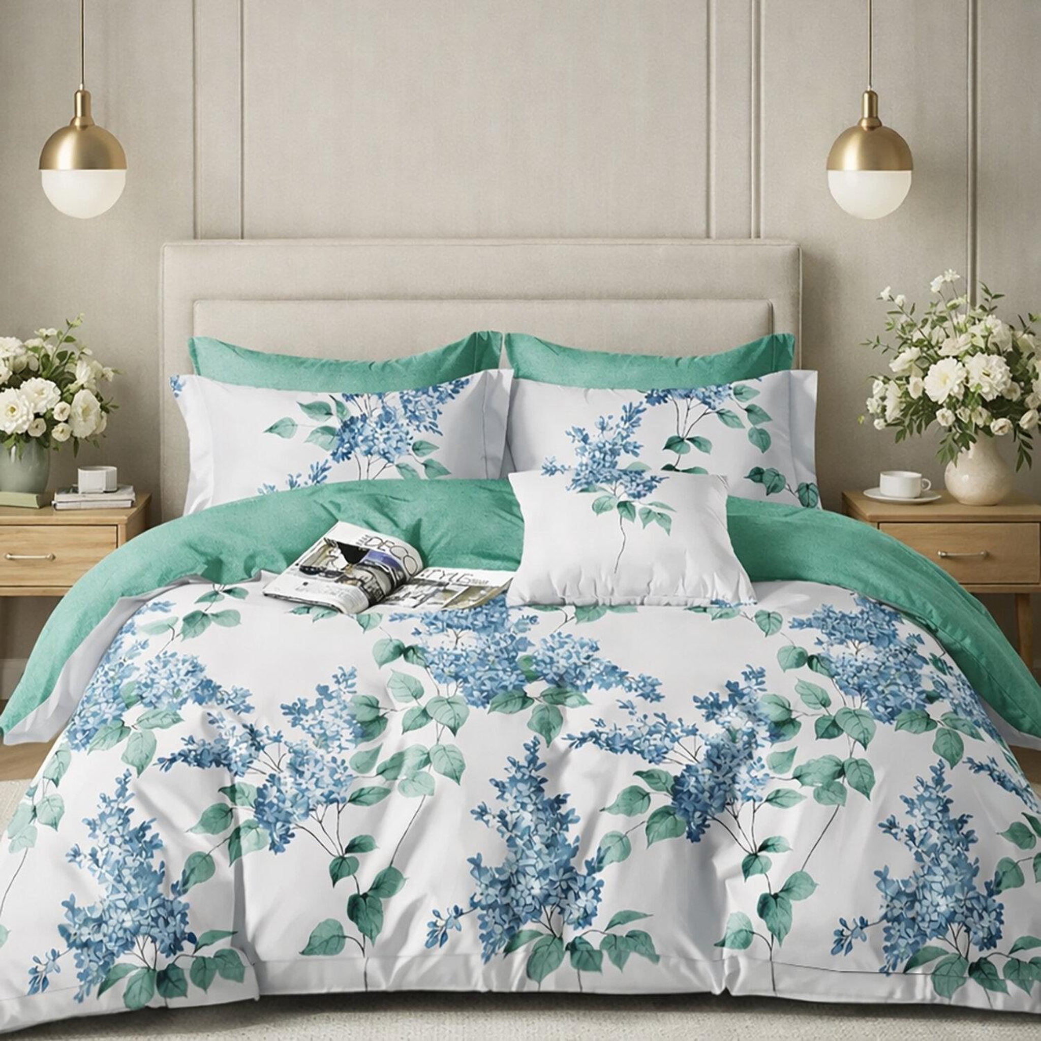 Home collection Parure housse de couette 3 pcs 240x220 cm en percale de coton 80 fils palyne