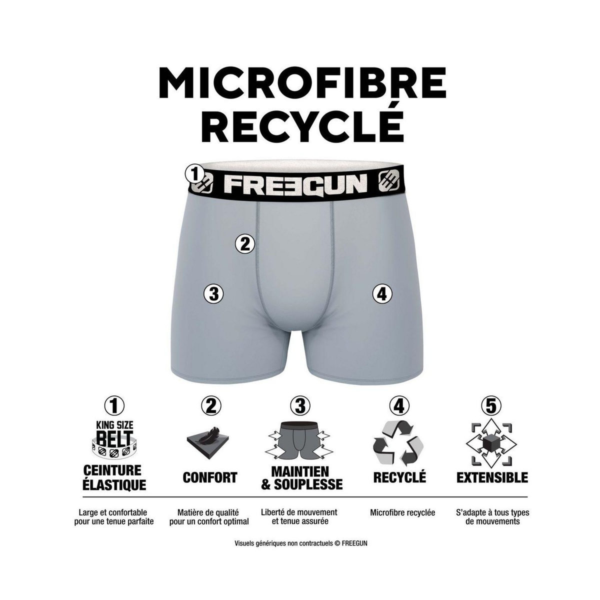 FREEGUN Lot de 3 boxers garçon en polyester recyclé Landscape