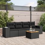 VIDAXL Salon de jardin 5 pcs avec coussins noir resine tressee