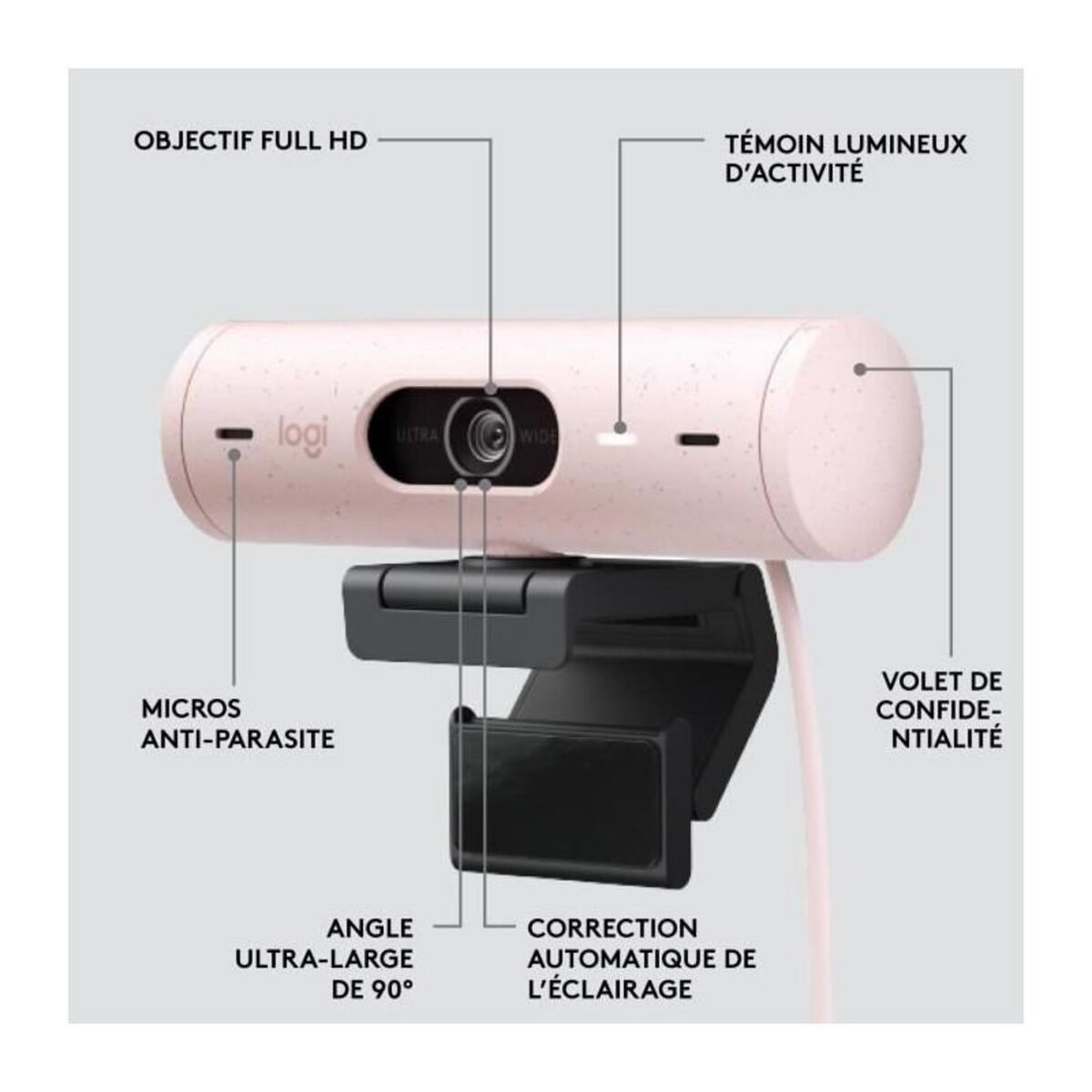 Logitech Webcam Brio 500 HD Rose