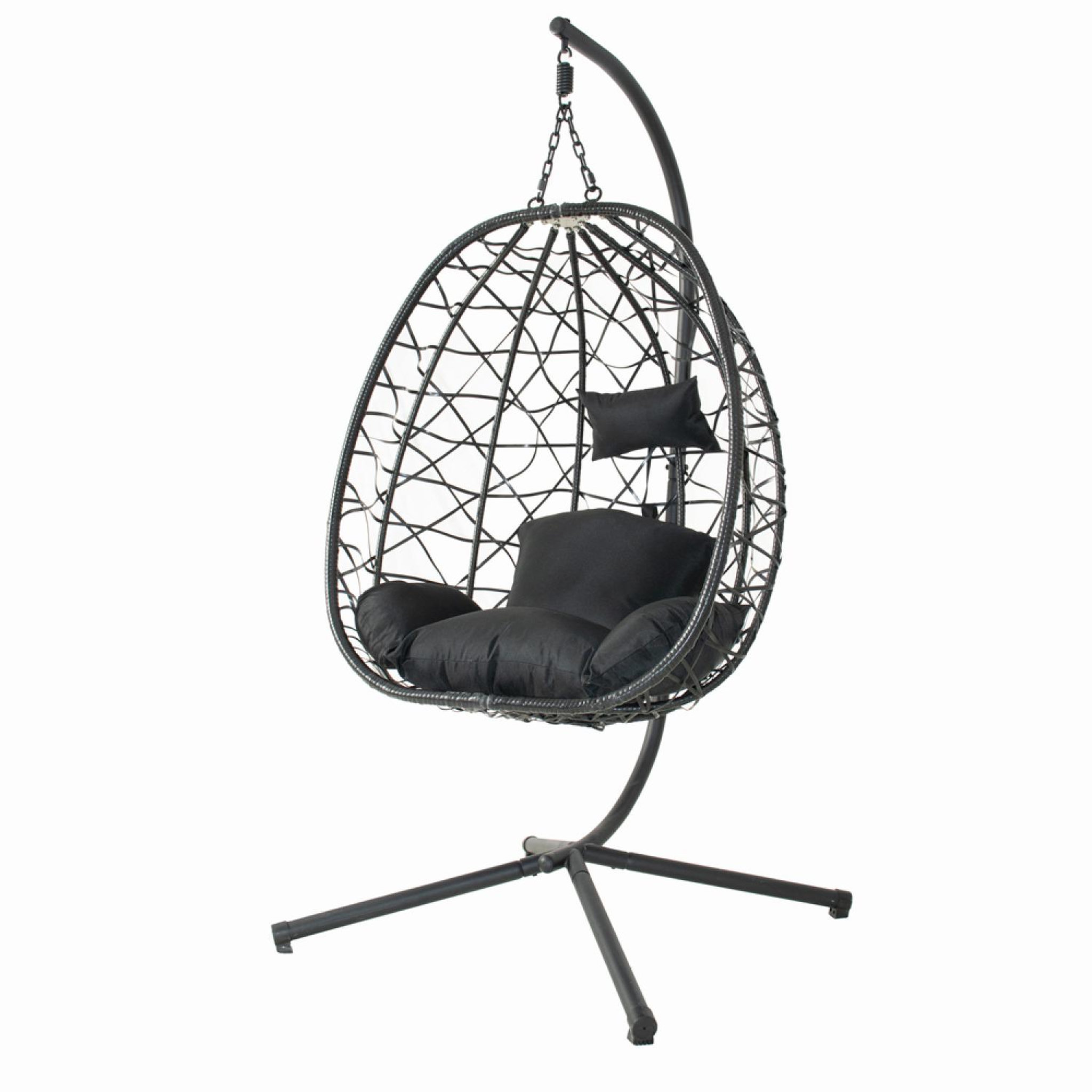 CONCEPT USINE Fauteuil suspendu effet rotin noir cuzco