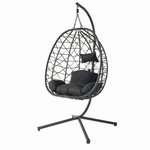 CONCEPT USINE Fauteuil suspendu effet rotin noir CUZCO