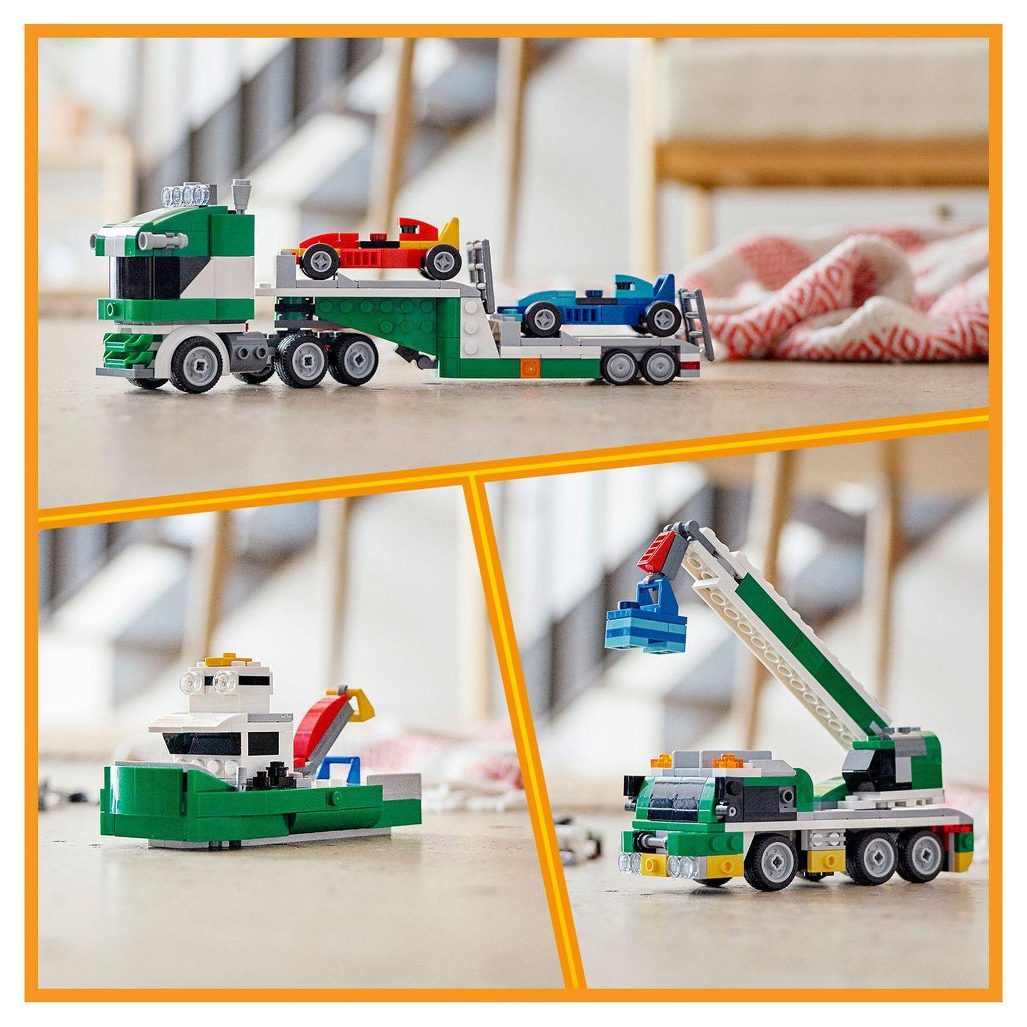 Voir la diapositive 7 : LEGO Creator 31113 - Le transporteur de voitures de course