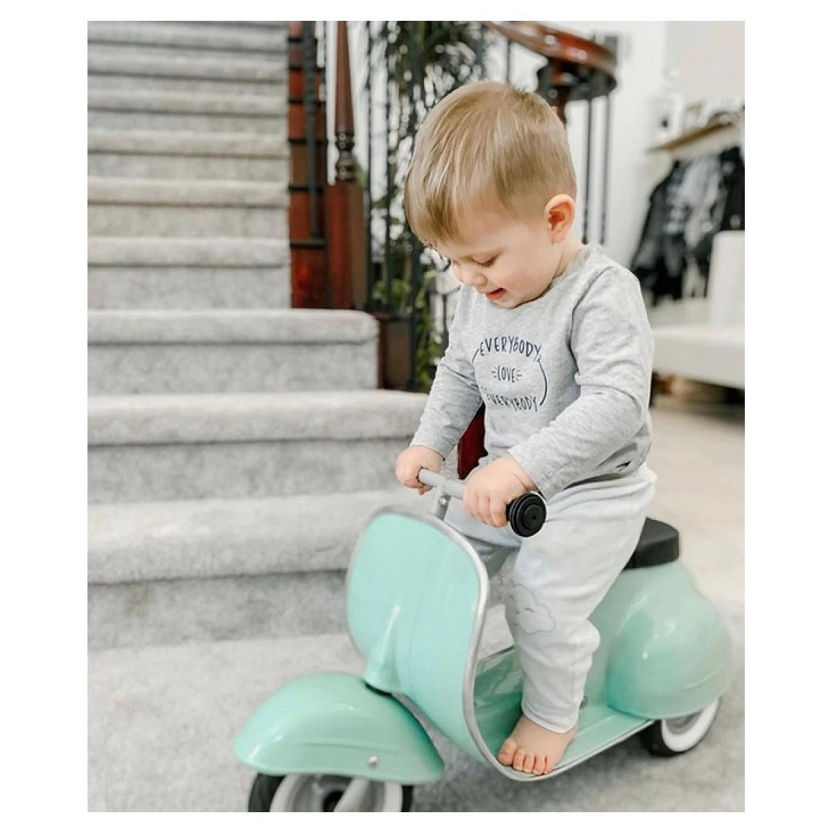 Hape Porteur Scooter Primo 3 Roues Mint - Trottinette Enfant Design Classique