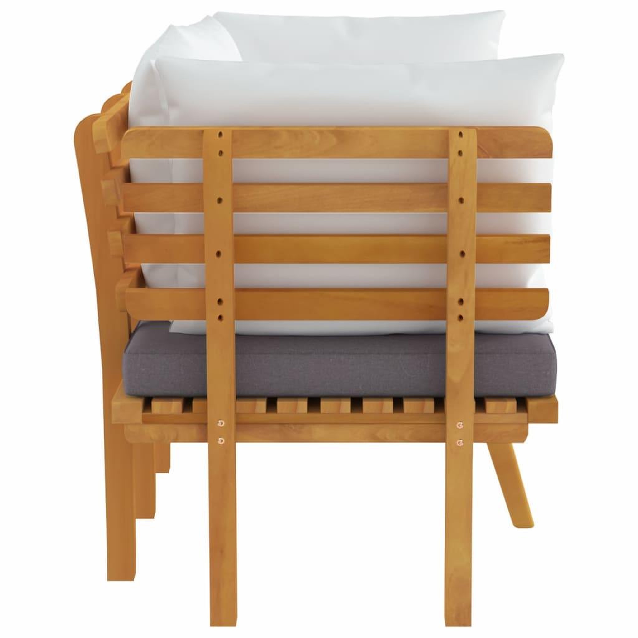 Voir la diapositive 4 : VIDAXL Canape de jardin 2 places avec coussins Bois d'acacia massif