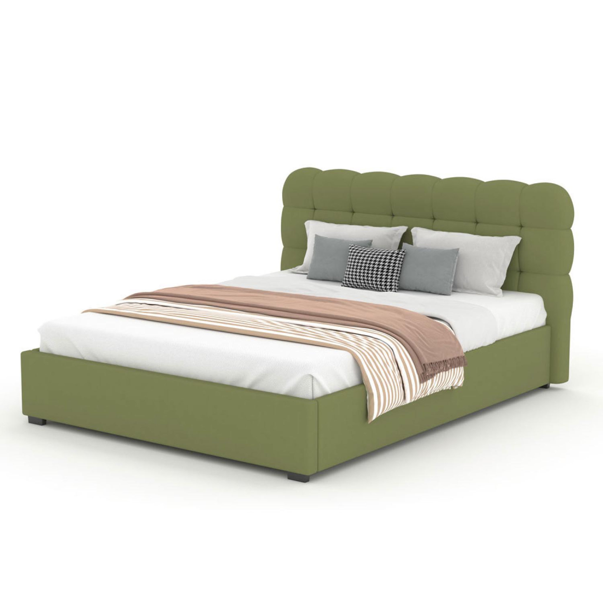 Voir la diapositive 5 : CONCEPT USINE Lit coffre style nuage 140x190cm en velours vert dallas