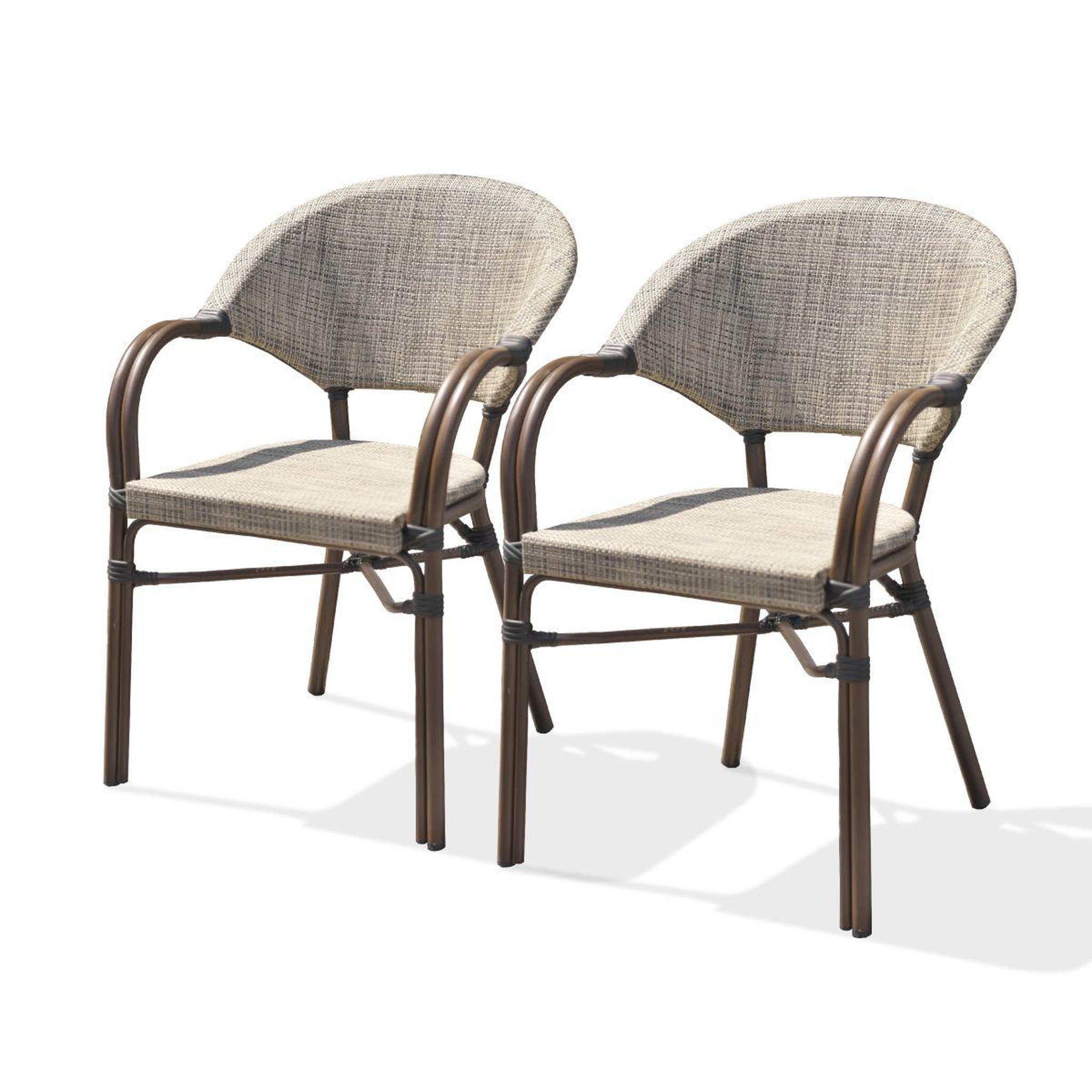 Voir la diapositive 2 : DCB GARDEN Lot de 2 Fauteuils de Jardin Empilables  Ushuaia  85cm Marron