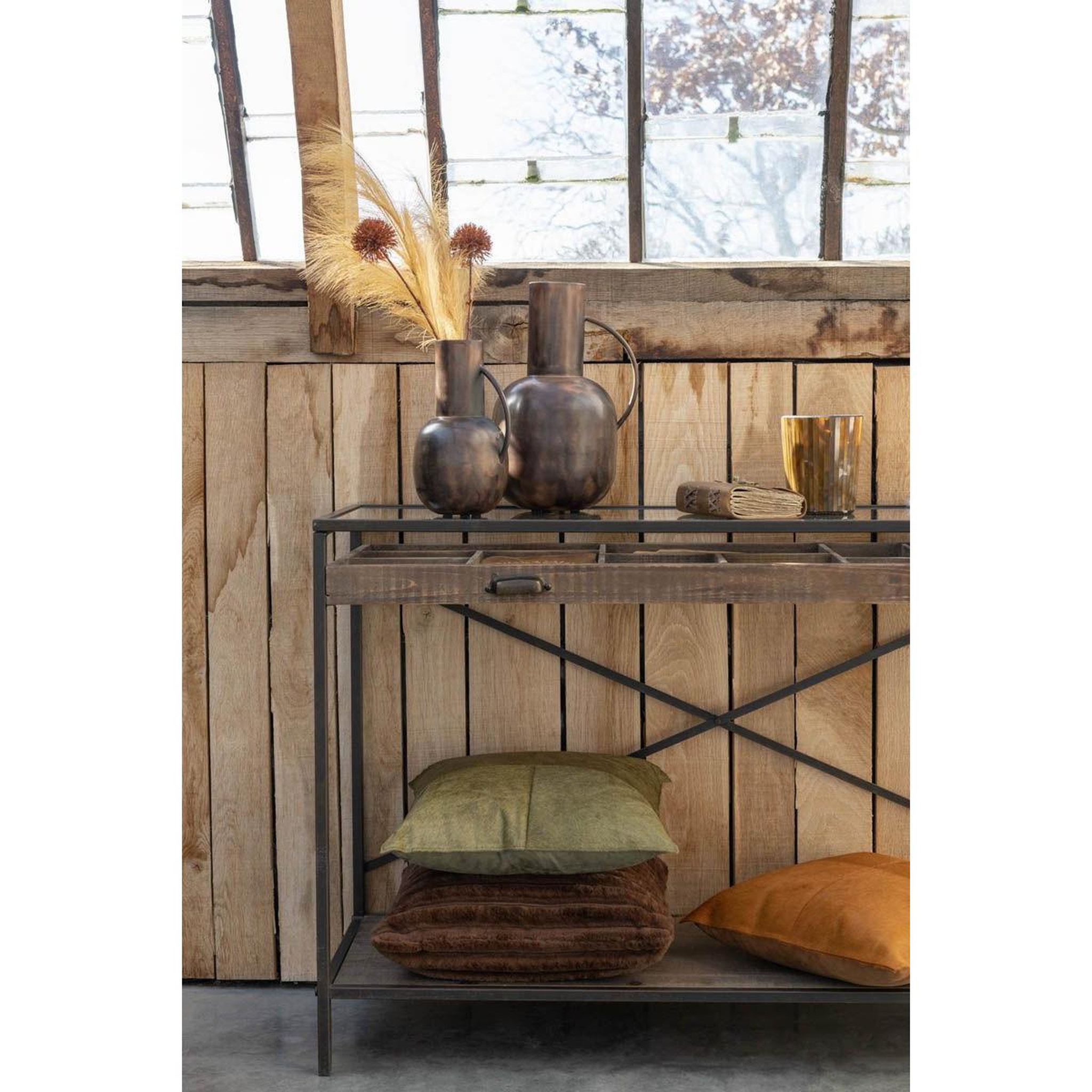 Voir la diapositive 5 : J-LINE Coussin effet peau  norbert  45x45cm vert olive