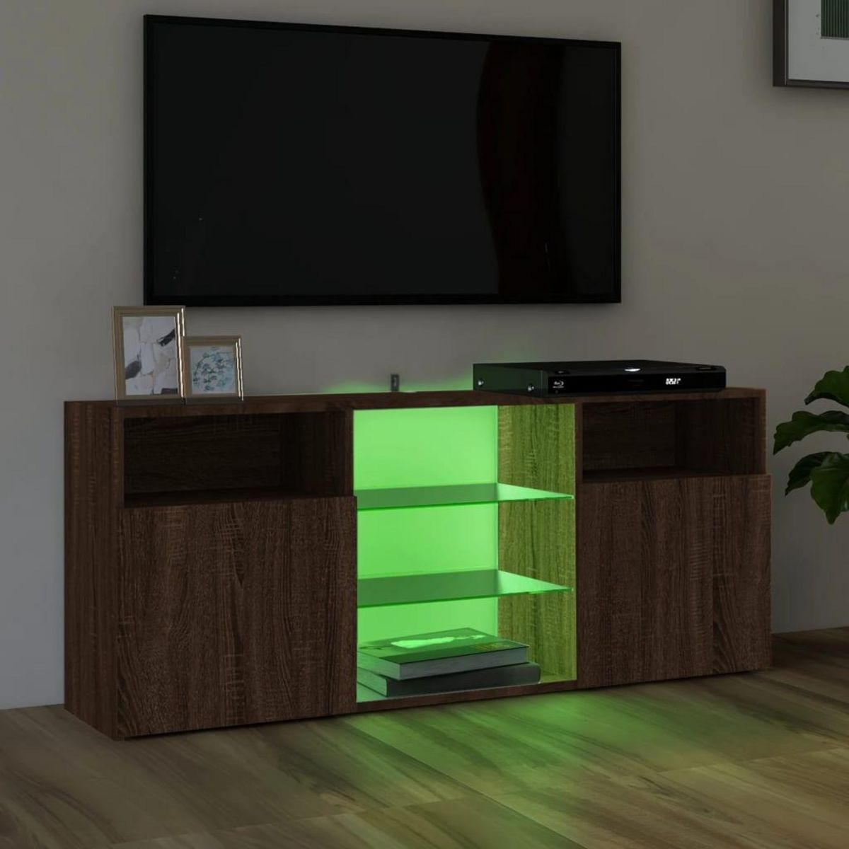 VIDAXL Meuble TV avec lumieres LED Chene marron 120x30x50 cm