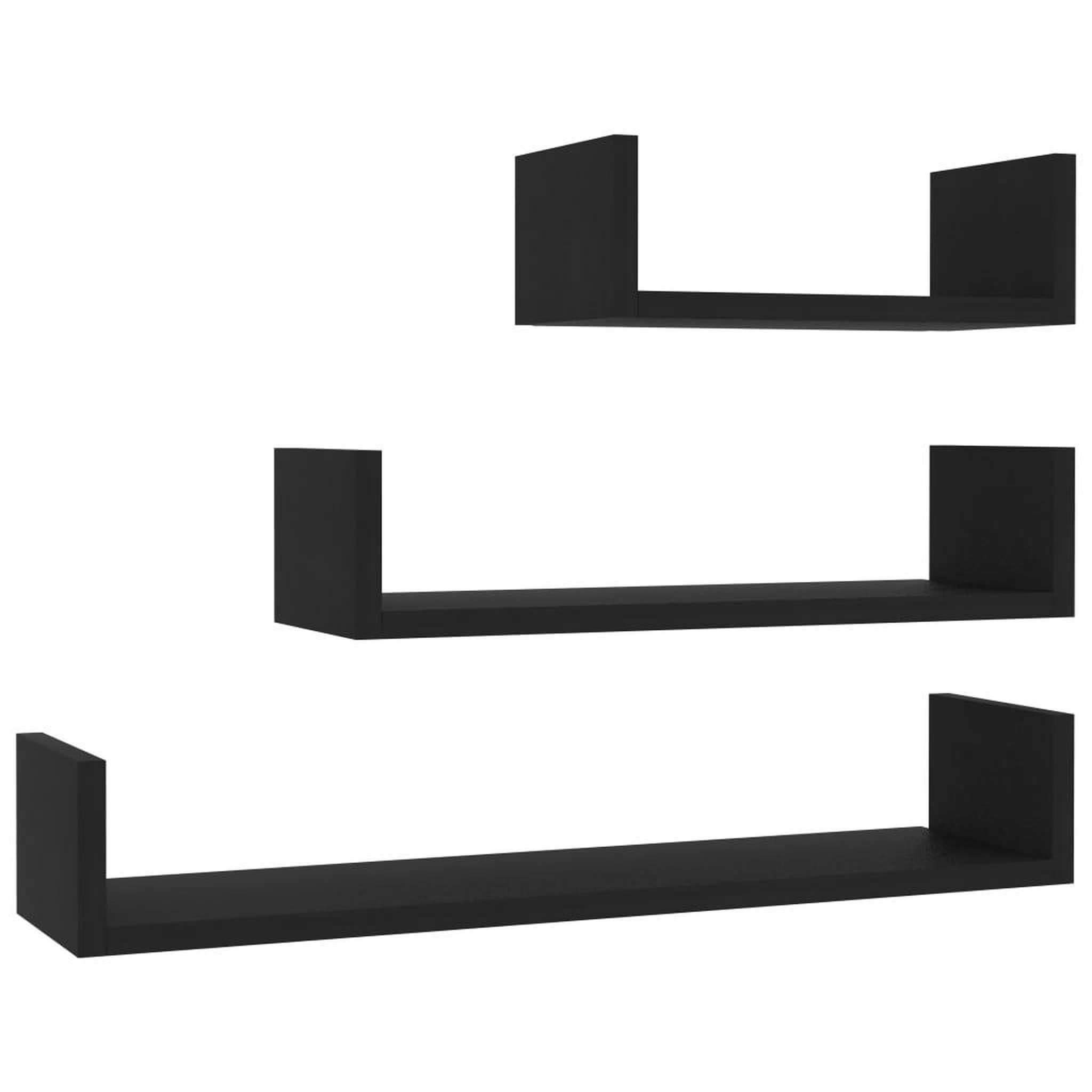 Voir la diapositive 2 : VIDAXL Etageres murales 3 pcs Noir Bois d'ingenierie