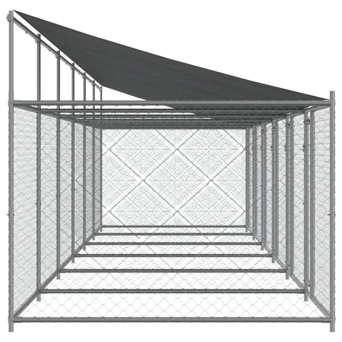 VIDAXL Cage pour chien avec toit/portes gris 12x2x2 m acier galvanise