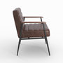 Voir la diapositive 5 : MAISON PAVANE Fauteuil en cuir de buffle marron et métal noir-Hugues