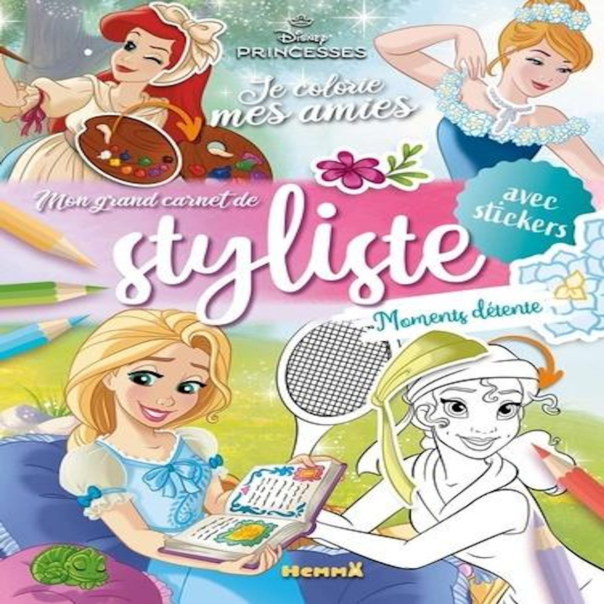 MON GRAND CARNET DE STYLISTE MOMENTS DETENTE. AVEC STICKERS, Disney Princesses