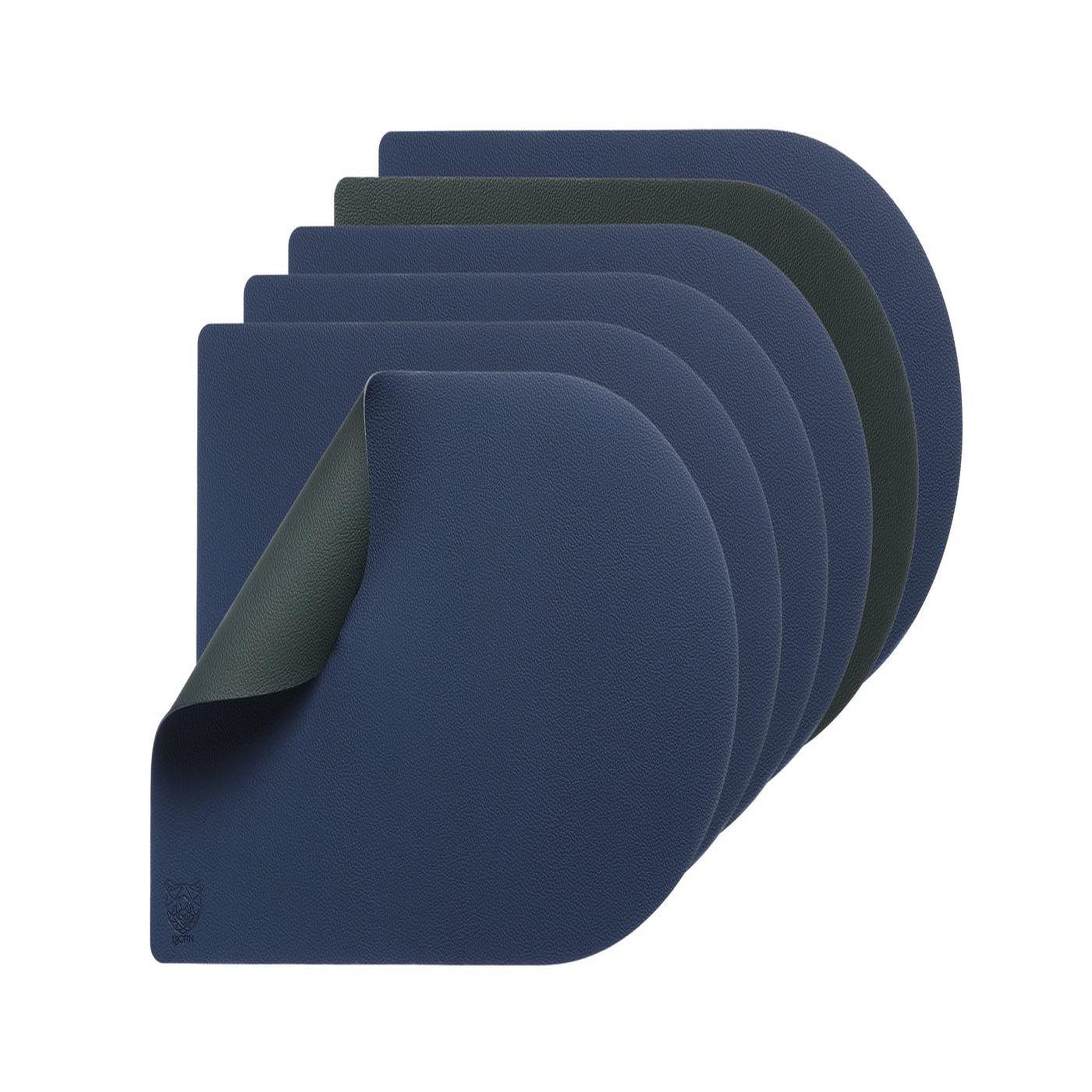 Voir la diapositive 6 : BJORN Set de table rectangovale réversible - 6 pièces - cuir recyclé bleu nuit et gris anthracite