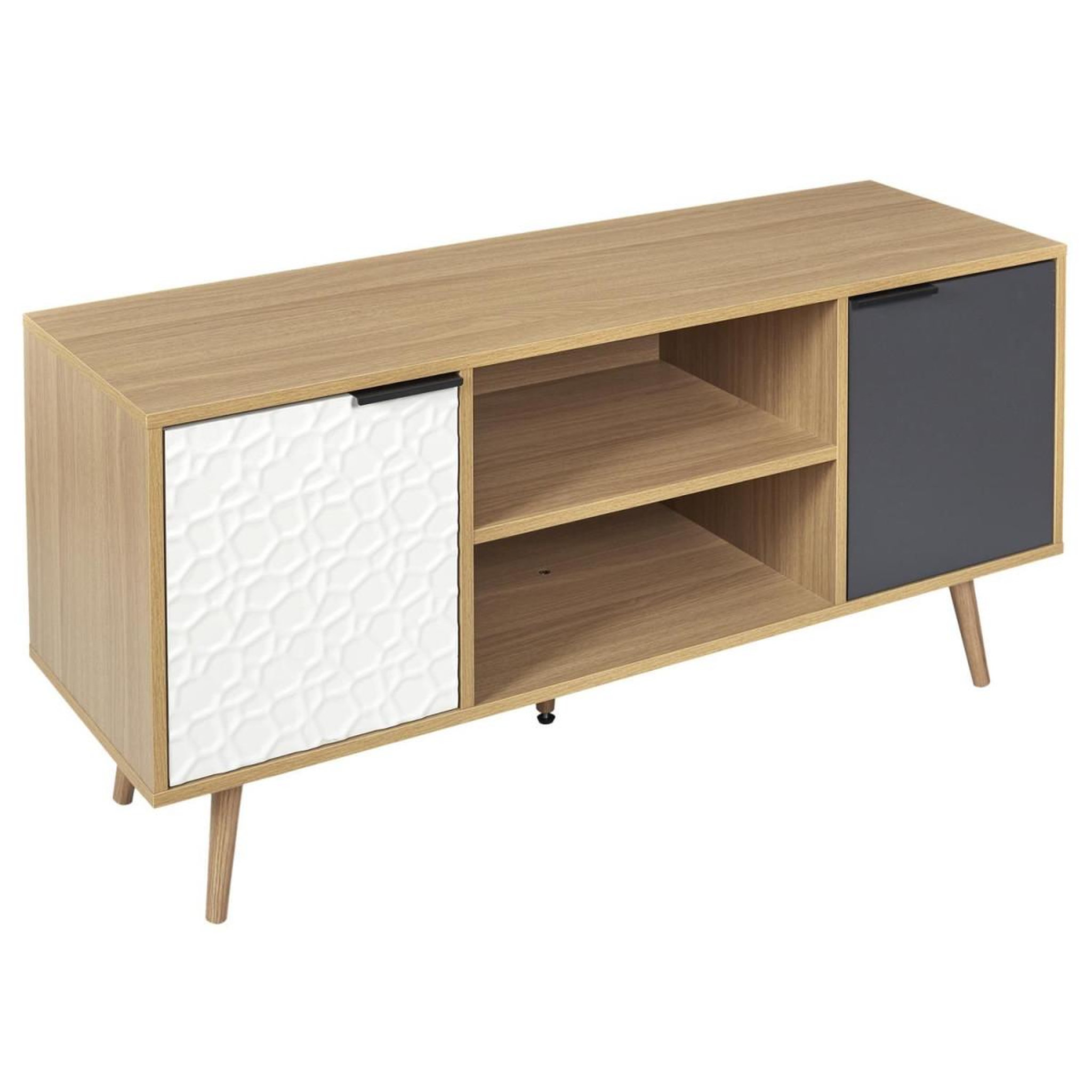The Home Deco Factory Meuble tv 2 portes & 2 niveaux  agglo  120cm naturel
