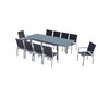 Voir la diapositive 1 : CONCEPT USINE Table de jardin extensible et 10 chaises alu-toile PVC gris AREZZO