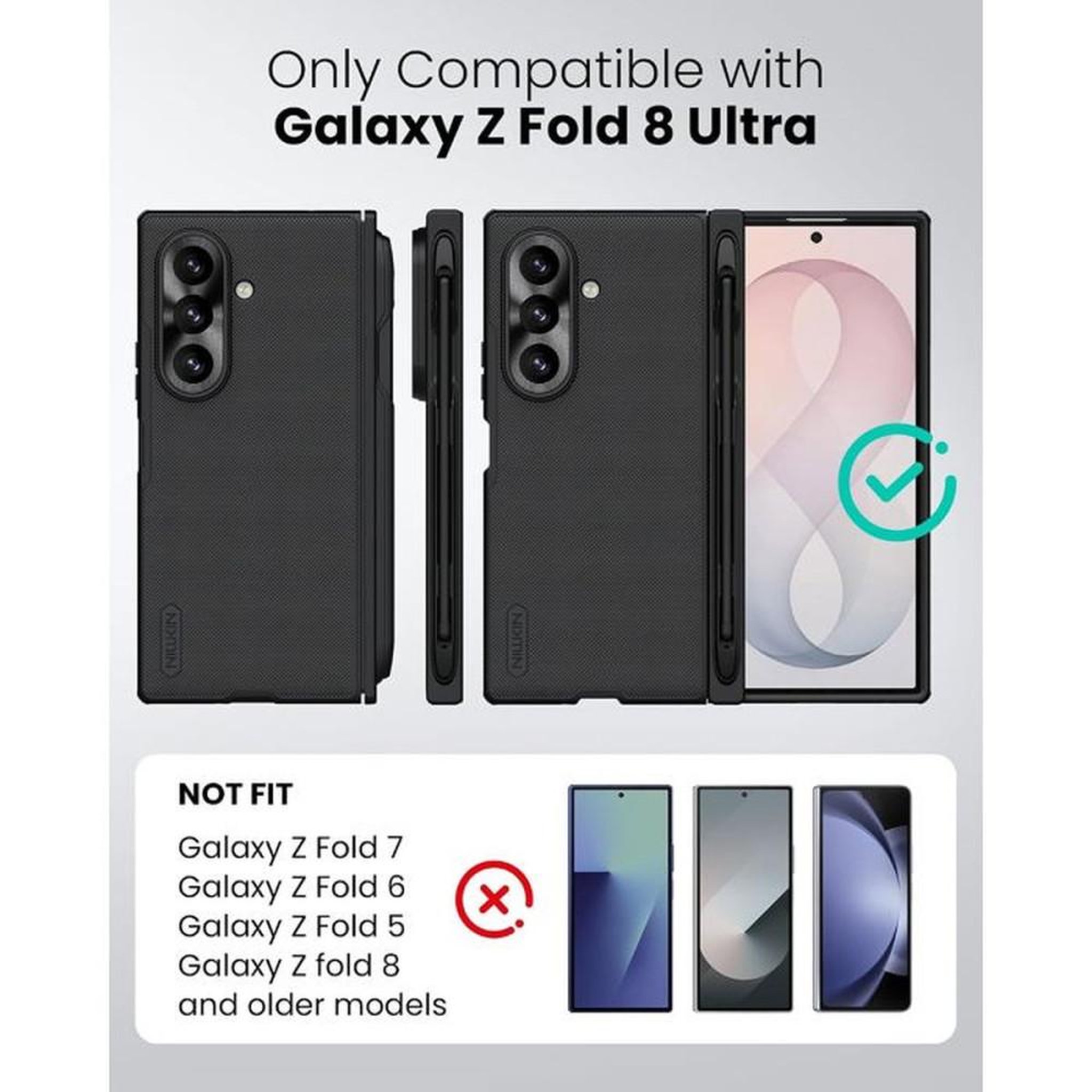 Voir la diapositive 2 : Coque téléphone magnétique noire avec support pour stylet Galaxy Z Fold 8 Ultra
