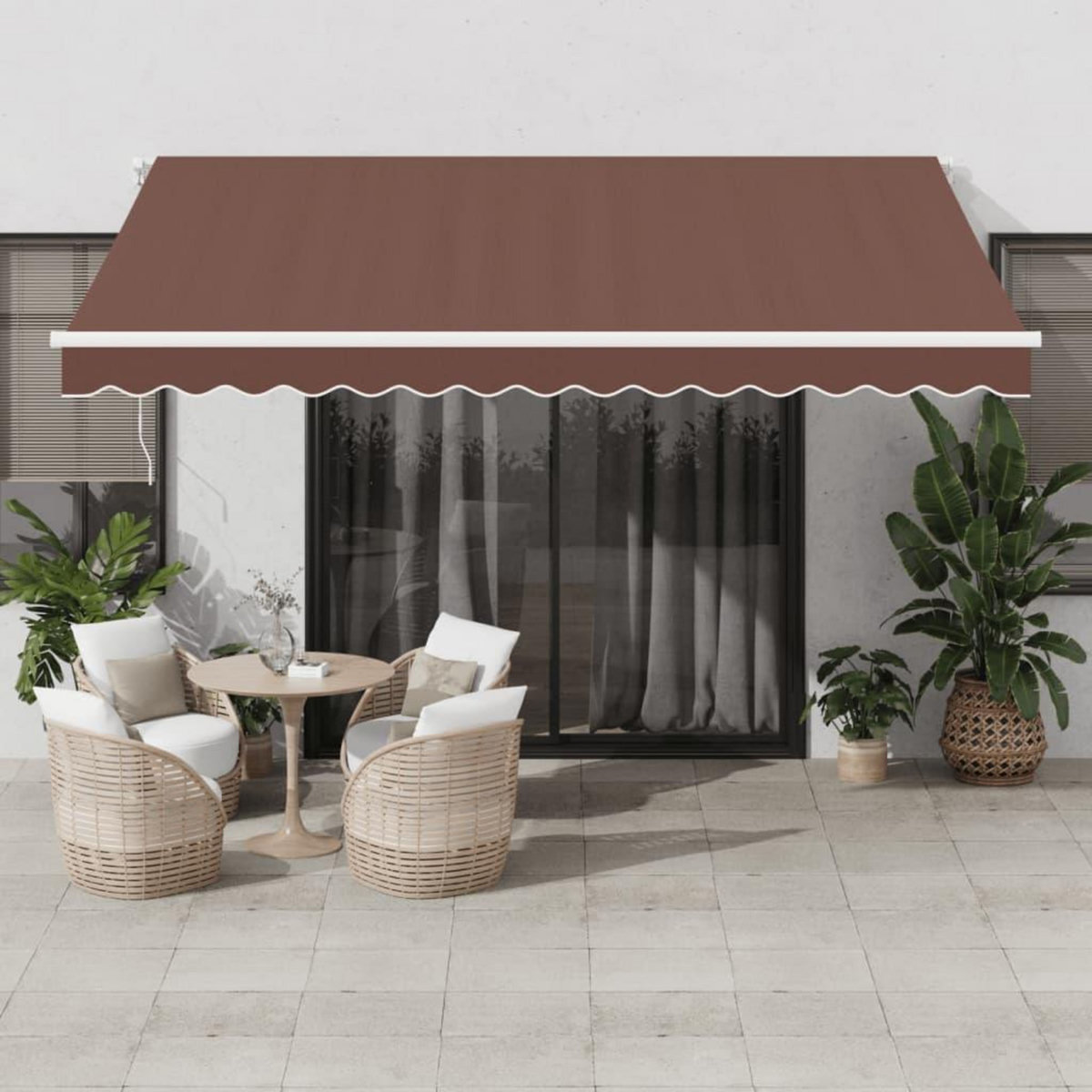 VIDAXL Auvent manuel retractable avec LED marron 400x300 cm