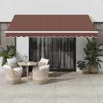 VIDAXL Auvent manuel retractable avec LED marron 400x300 cm