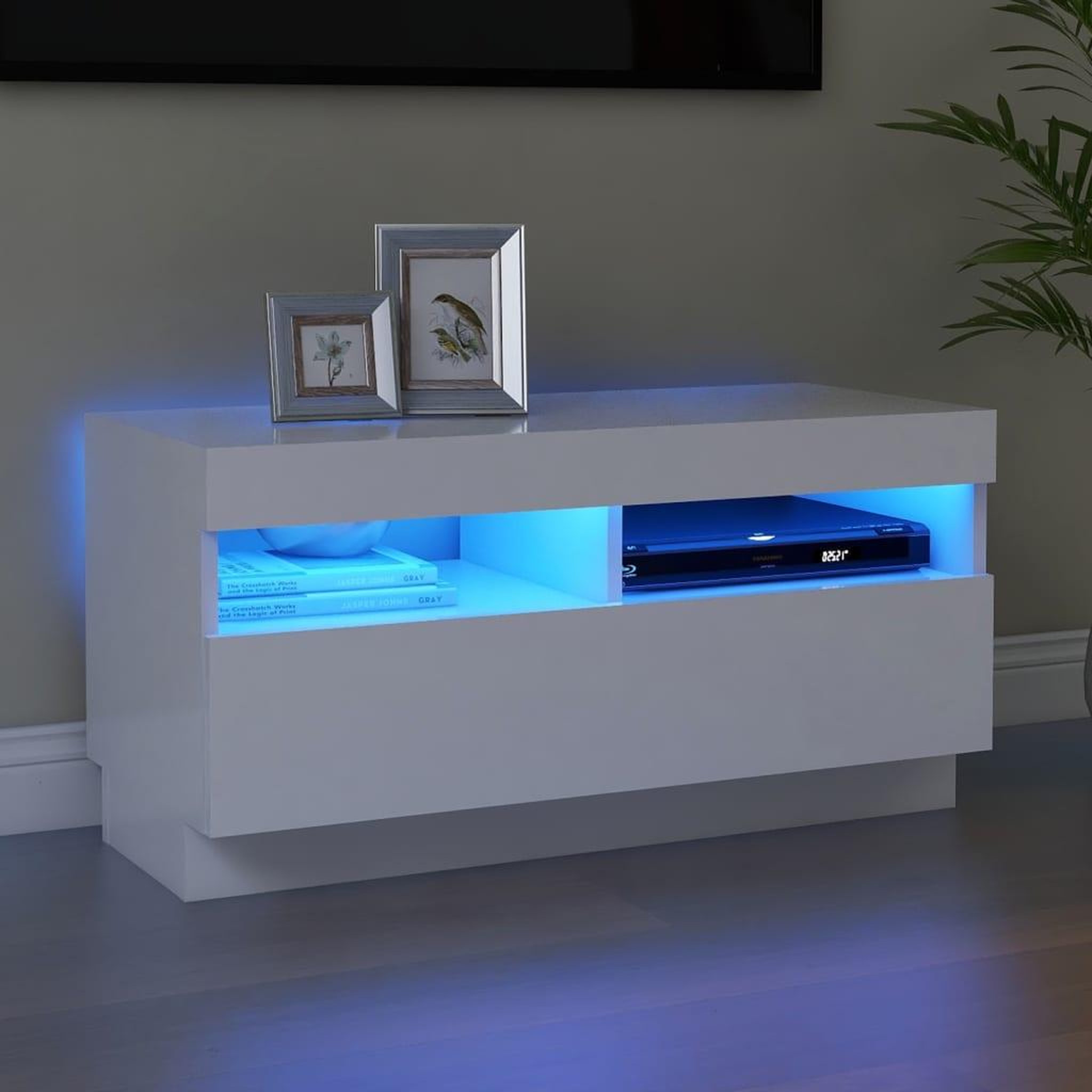 Voir la diapositive 1 : VIDAXL Meuble TV avec lumieres LED blanc 80x35x40 cm