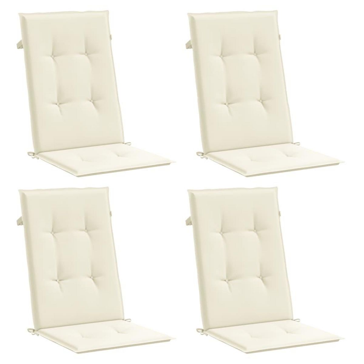 VIDAXL Coussins de chaise de jardin dossier haut lot de 4 creme tissu
