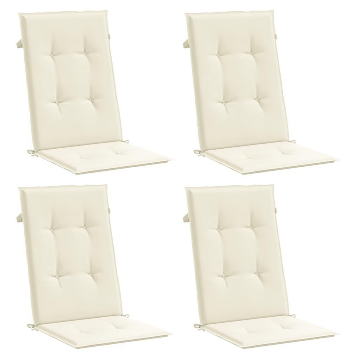 VIDAXL Coussins de chaise de jardin dossier haut lot de 4 creme tissu