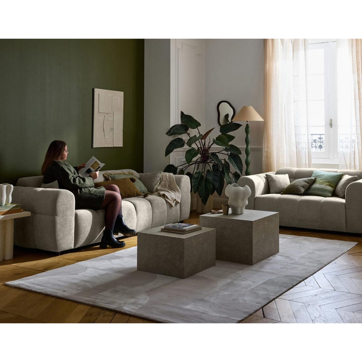 LISA DESIGN Ray - canapé droit 3 places en tissu texturé