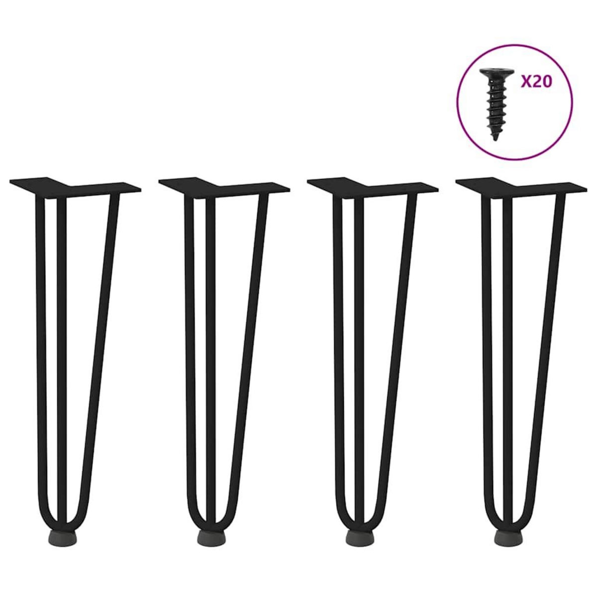 VIDAXL Pieds de table en forme d'epingle a cheveux 4 pcs noir 42 cm