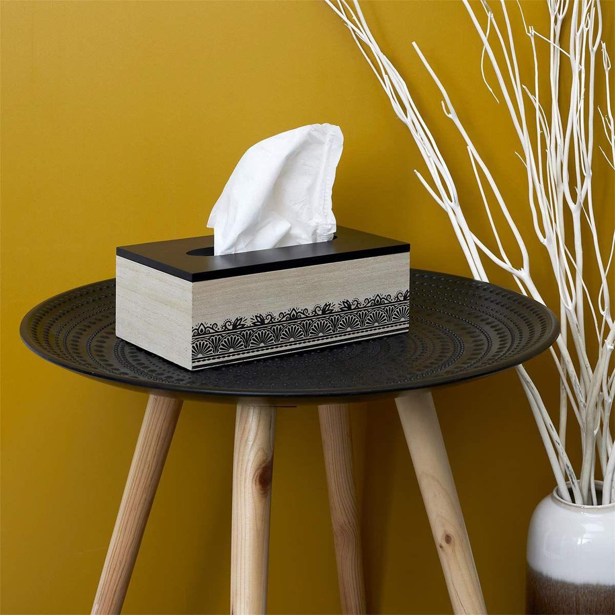 Voir la diapositive 5 : The Home Deco Factory Boîte à mouchoir déco  mirage  24cm noir