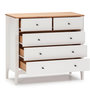 Voir la diapositive 2 : VS VENTA-STOCK Commode 5 tiroirs Luca dans les tiroirs Blanc/Chêne, 79 cm Longueur