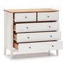 Voir la diapositive 2 : VS VENTA-STOCK Commode 5 tiroirs Luca dans les tiroirs Blanc/Chêne, 79 cm Longueur