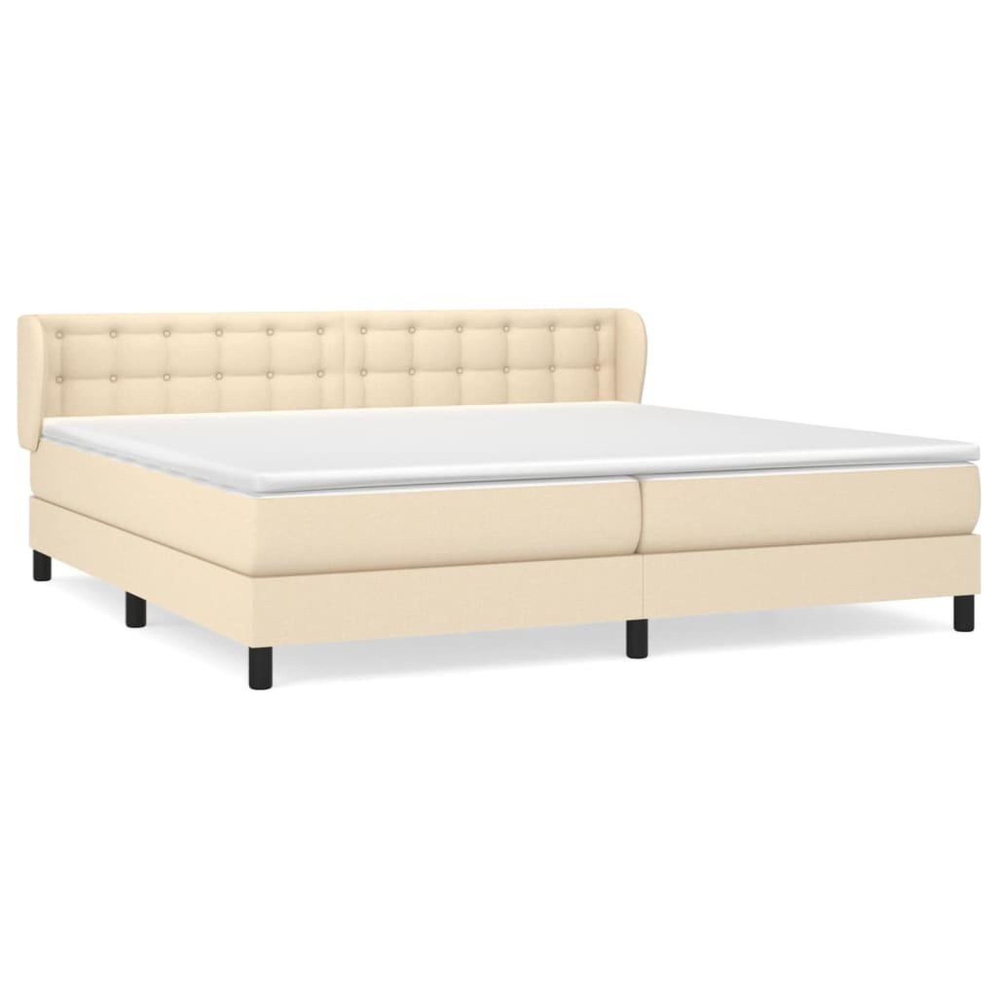 Voir la diapositive 2 : VIDAXL Sommier a lattes de lit avec matelas Creme 200x200 cm Tissu