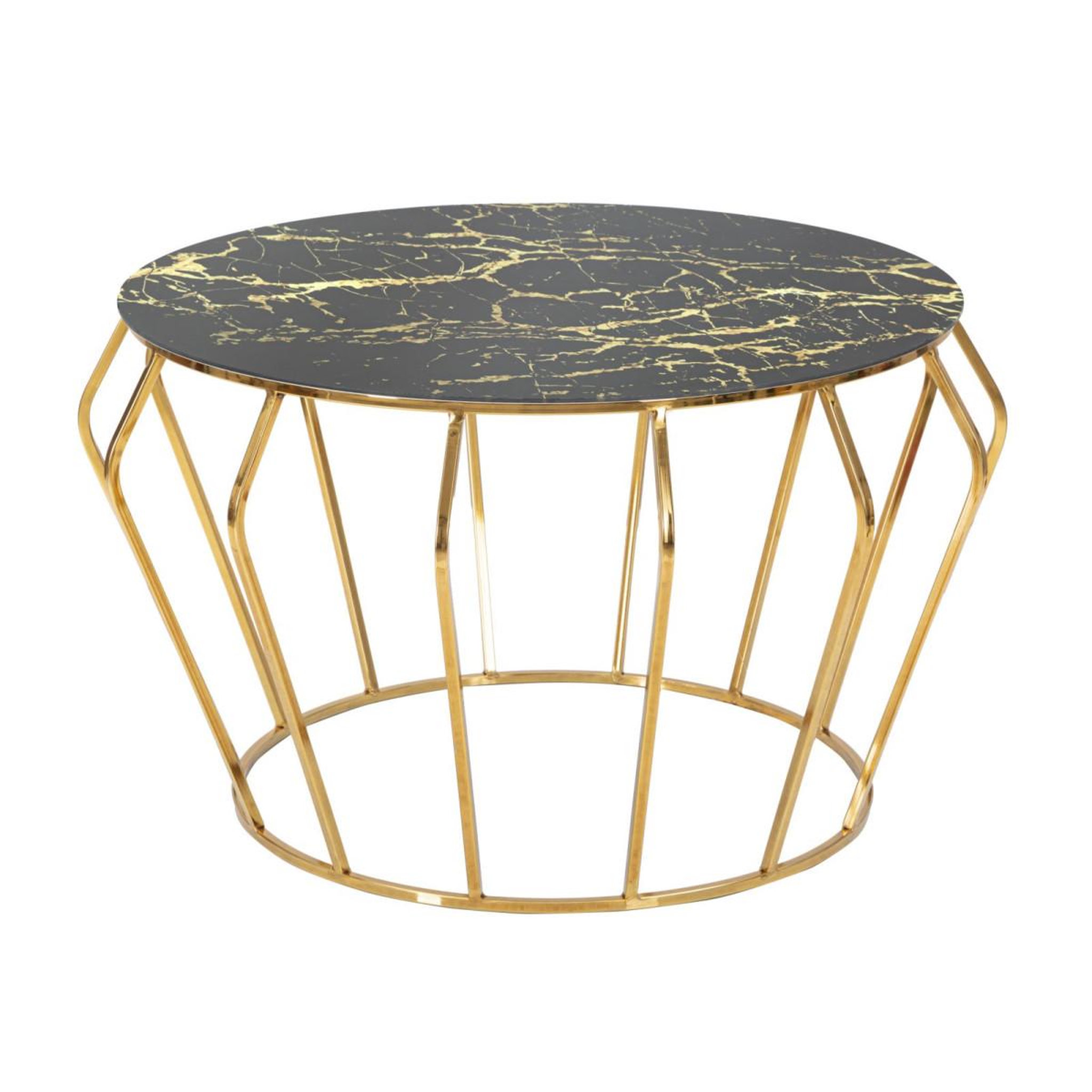 Paris Prix Table basse effet marbre  history  78cm noir & or