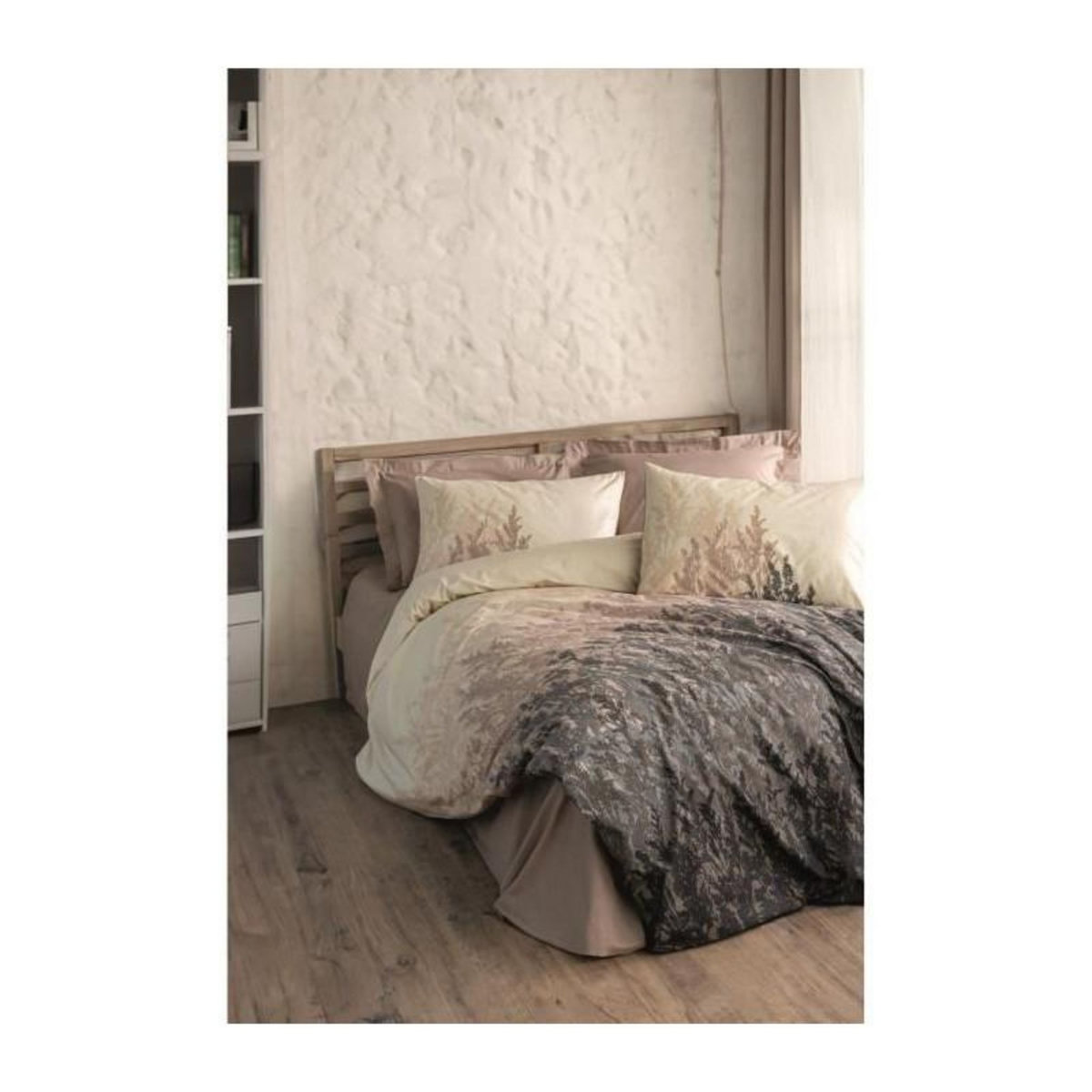 GENERIQUE Parure de lit - 129CTN64613 - 1 housse de couette 220 x 240 cm + 2 taies d'oreiller 60 x 60 cm - 100% coton ranforcé - Beige