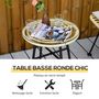 Voir la diapositive 4 : OUTSUNNY Ensemble bistro de jardin 2 places 3 pièces style exotique 2 chaises + table basse ronde métal époxy noir résine tressée beige