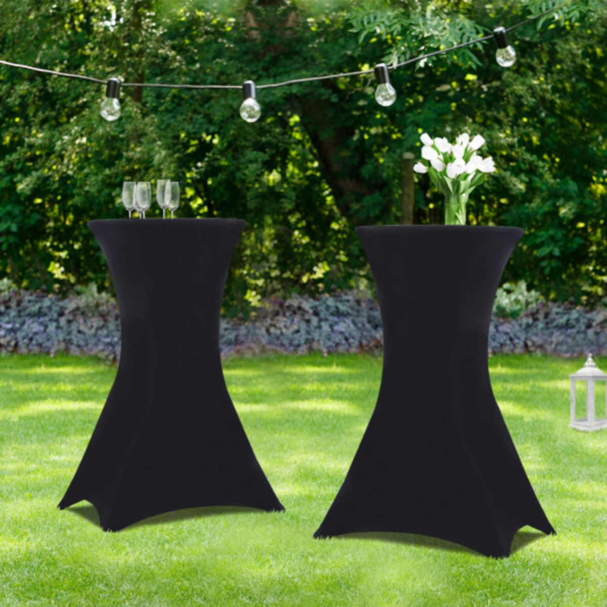 ID MARKET Lot de 2 tables hautes pliantes 105 CM et 2 housses noires