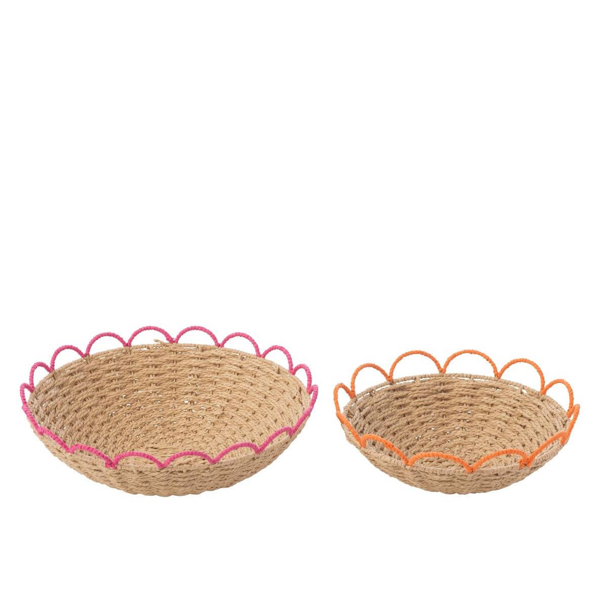 Voir la diapositive 2 : J-LINE Lot de 2 coupelles déco  flores  42cm naturel