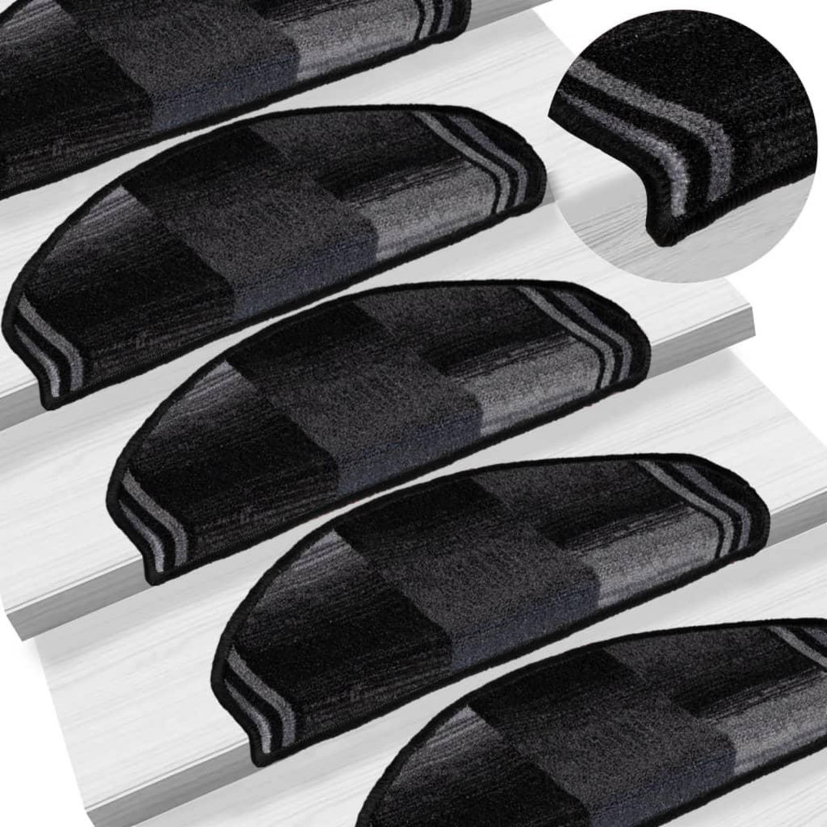 VIDAXL Tapis d'escalier autoadhesifs 5 pcs 65x21x4 cm Noir et gris