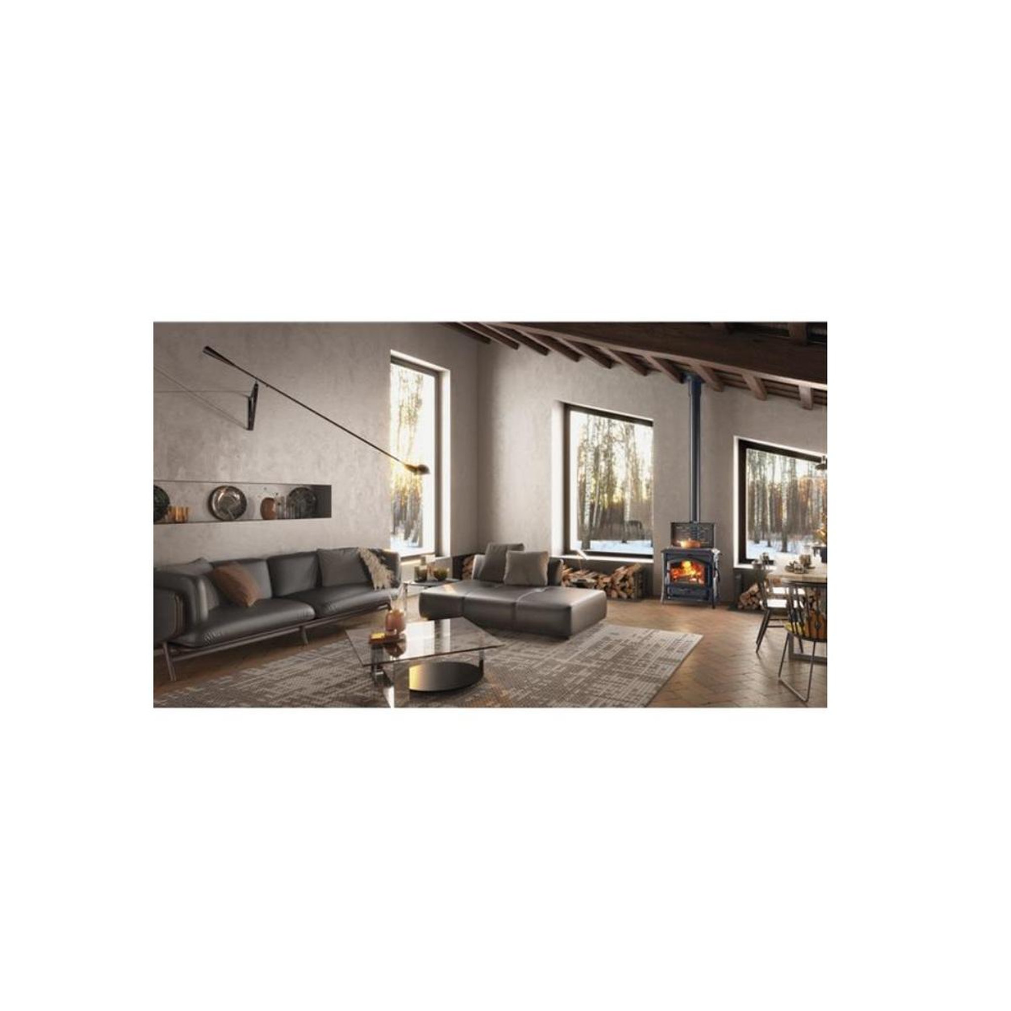 Voir la diapositive 4 : NORDICA EXTRAFLAME Poêle à bois fonte 4.9kw noir antracite - isottacclean