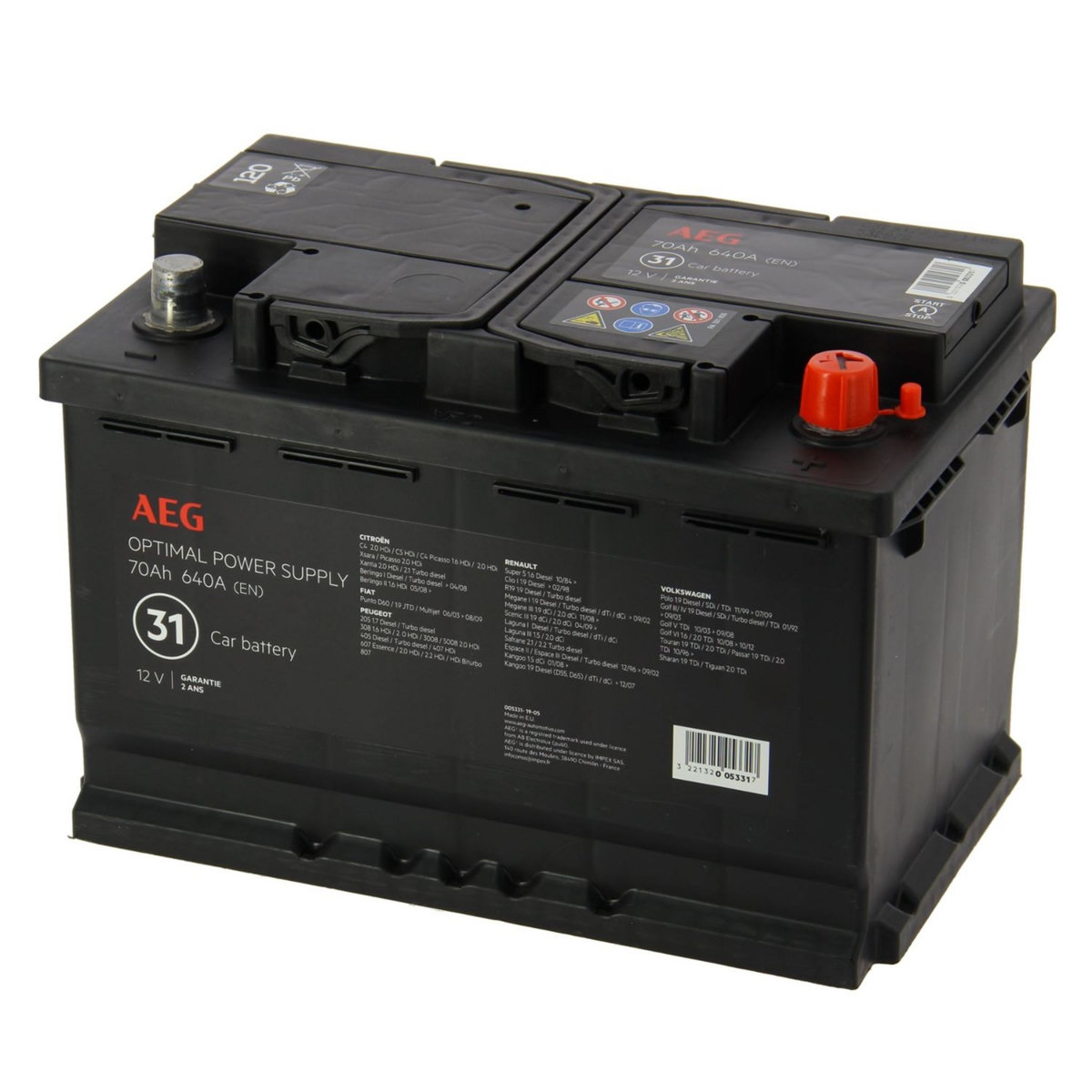 AEG Batterie  pour auto AEG 31 640A 70Ah L3