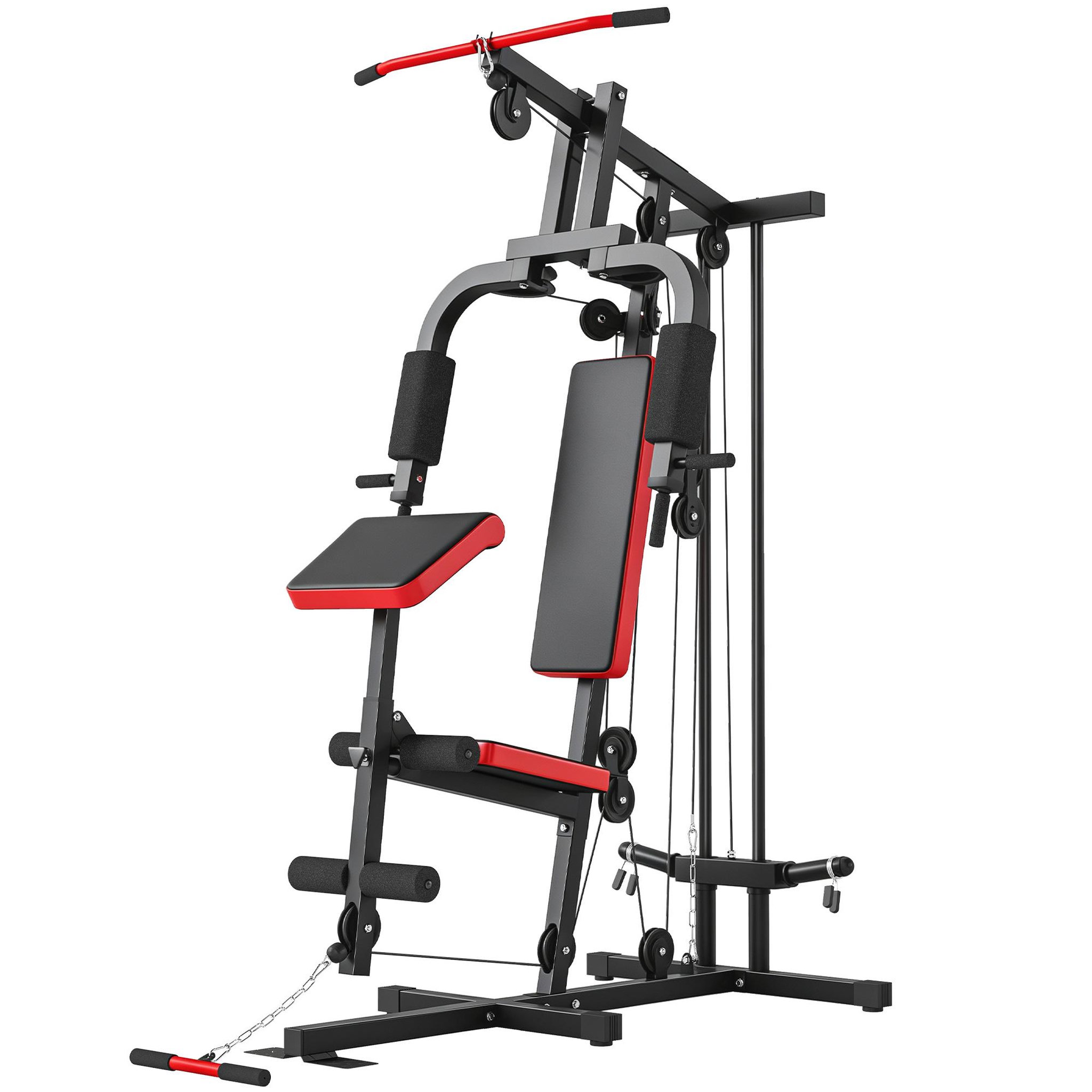 HOMCOM Station de musculation fitness entrainement complet développé couché butterfly barre latissimus curler