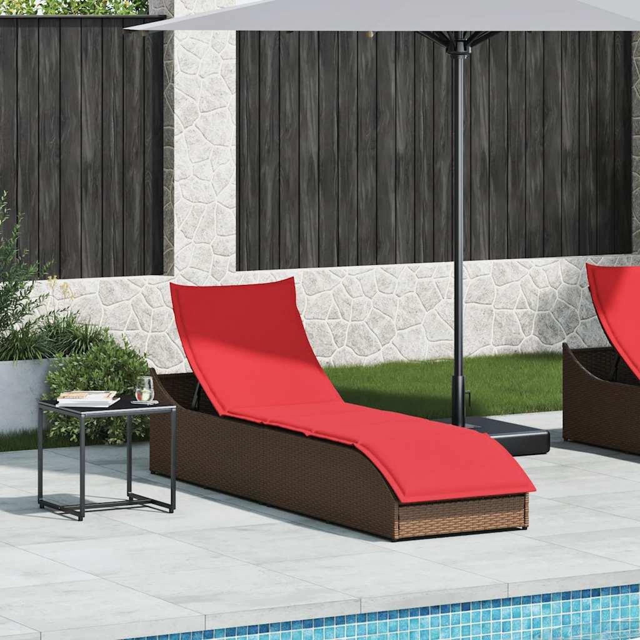 Voir la diapositive 2 : VIDAXL Chaise longue pliante coussin rangement marron resine tressee