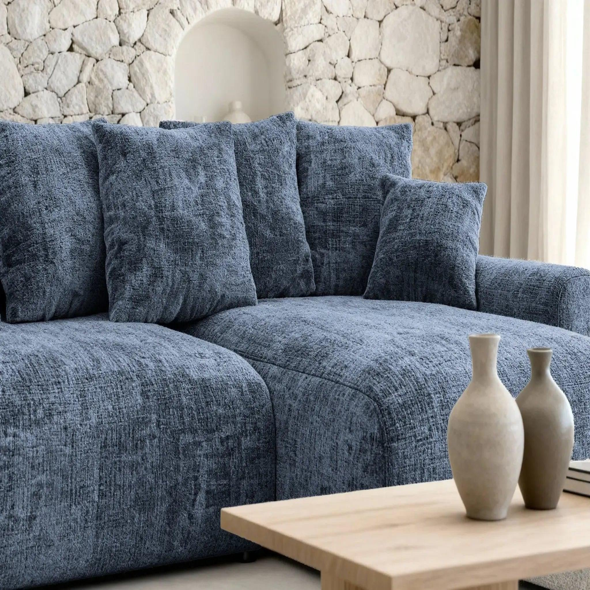 Voir la diapositive 4 : CASANOVA PARIS Oli - canapé d'angle convertible tissu chenille 4 places