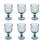 SECRET DE GOURMET Lot de 6 Verres à Vin Strie  Ema  25cl Bleu