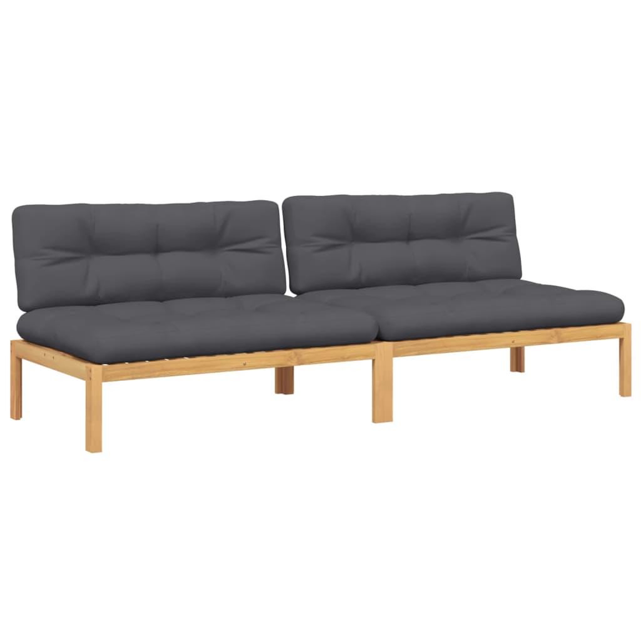 Voir la diapositive 2 : VIDAXL Canapes centraux palette de jardin 2pcs et coussins bois acacia