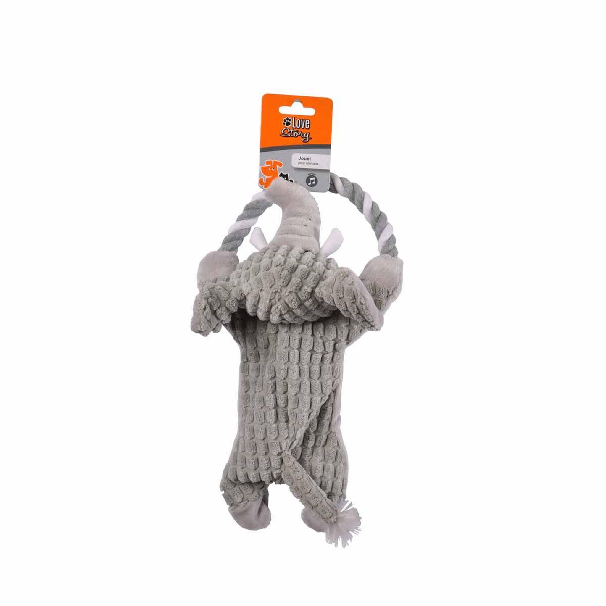 Voir la diapositive 2 : HOMEA Peluche pour Chien  Éléphant  21cm Gris