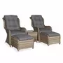 SWEEEK Lot de 2 fauteuils en résine tressée arrondie et aluminium - Barletta - Aspect rotin, coussins