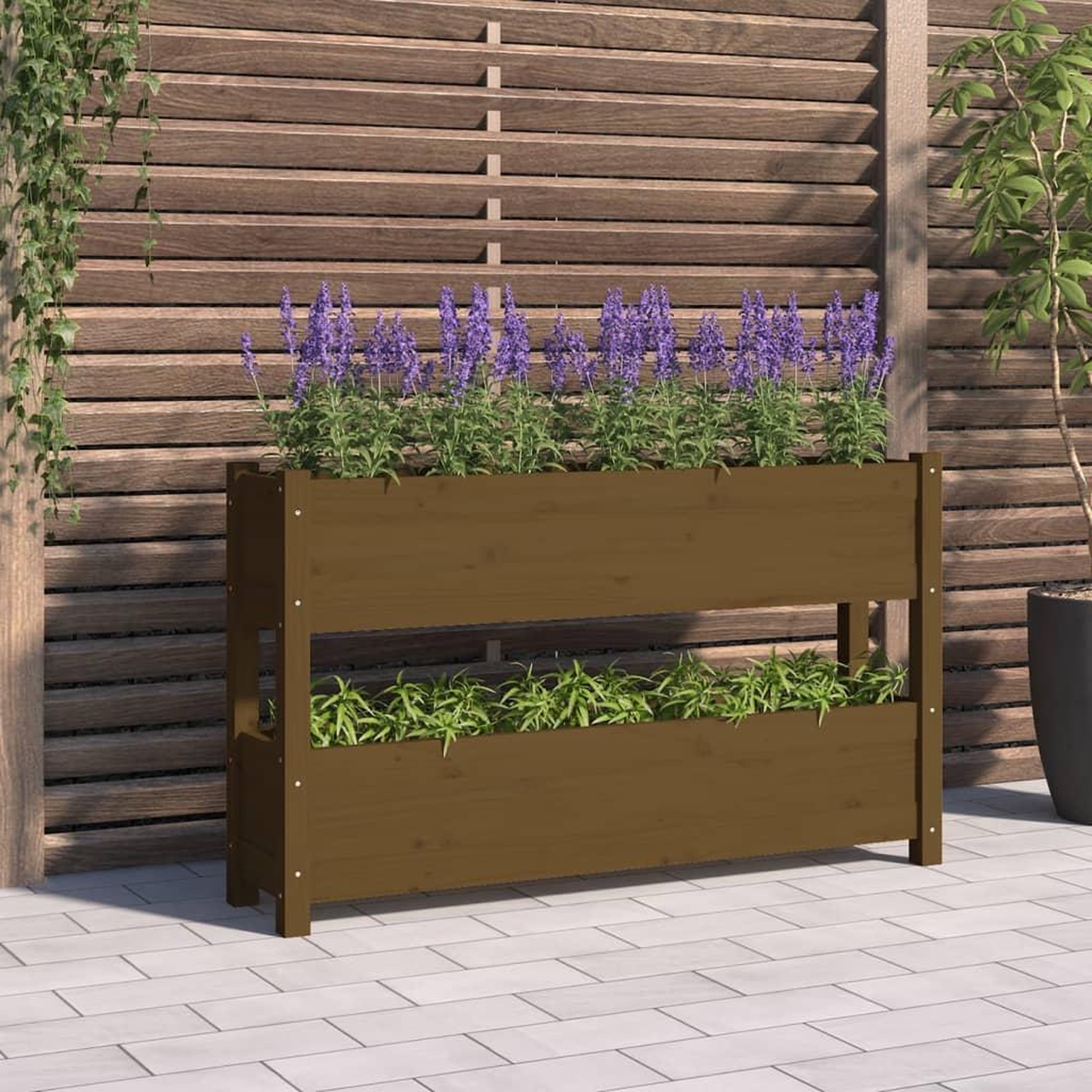 Voir la diapositive 1 : VIDAXL Jardiniere Marron miel 112x25x66 cm Bois massif de pin