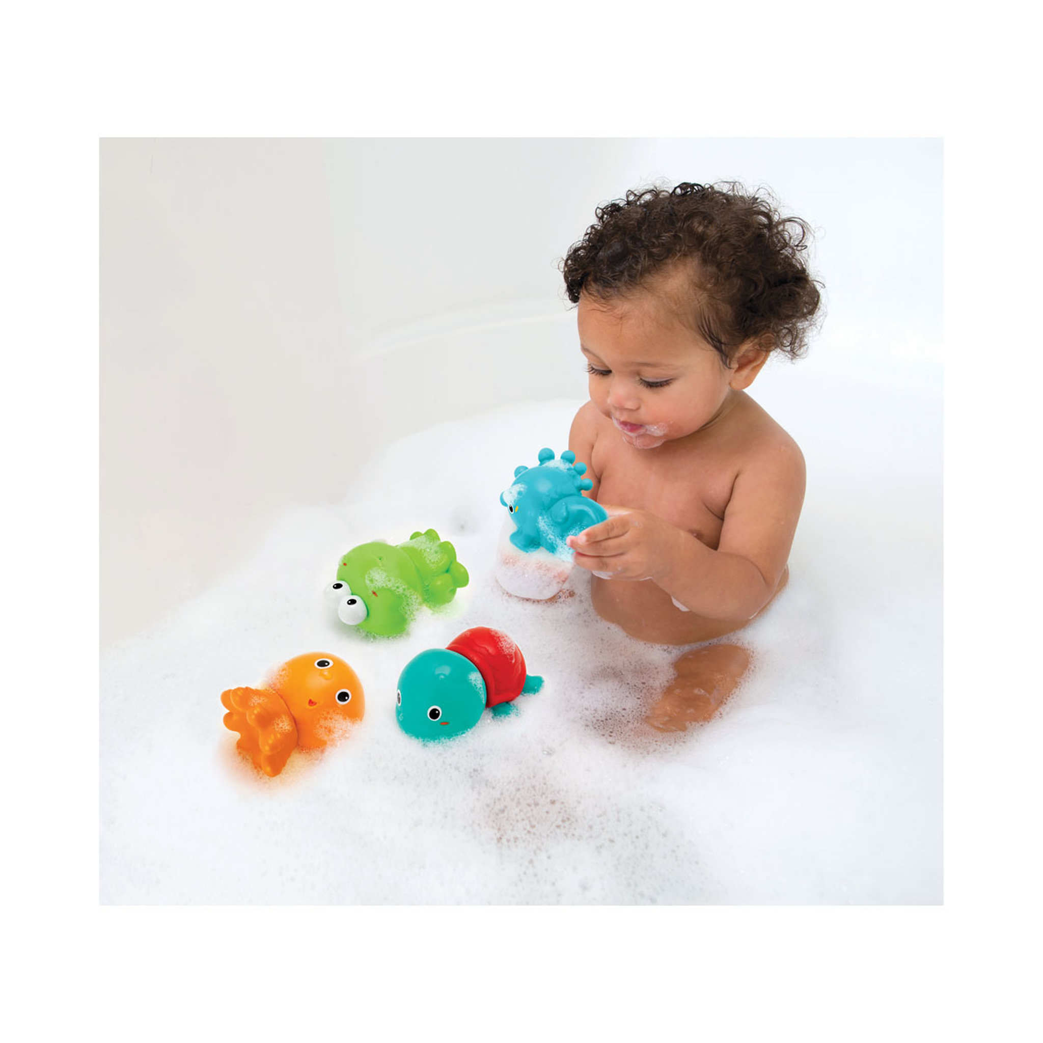 Voir la diapositive 4 : INFANTINO 4 arroseurs de bain faciles à nettoyer