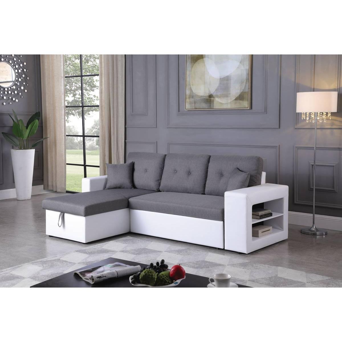 Habitat et Jardin Canapé d'angle convertible/réversible  Axel  - 3 places - Blanc/Gris